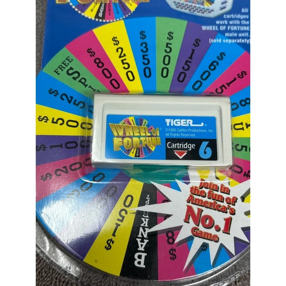 Vtg Tiger Wheel of Fortune Handheld Game 1995 Manual & Cartridges 5 6